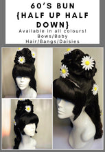 Load image into Gallery viewer, 60’s Bun and Bangs Half Up Half Down Bows/Daisies